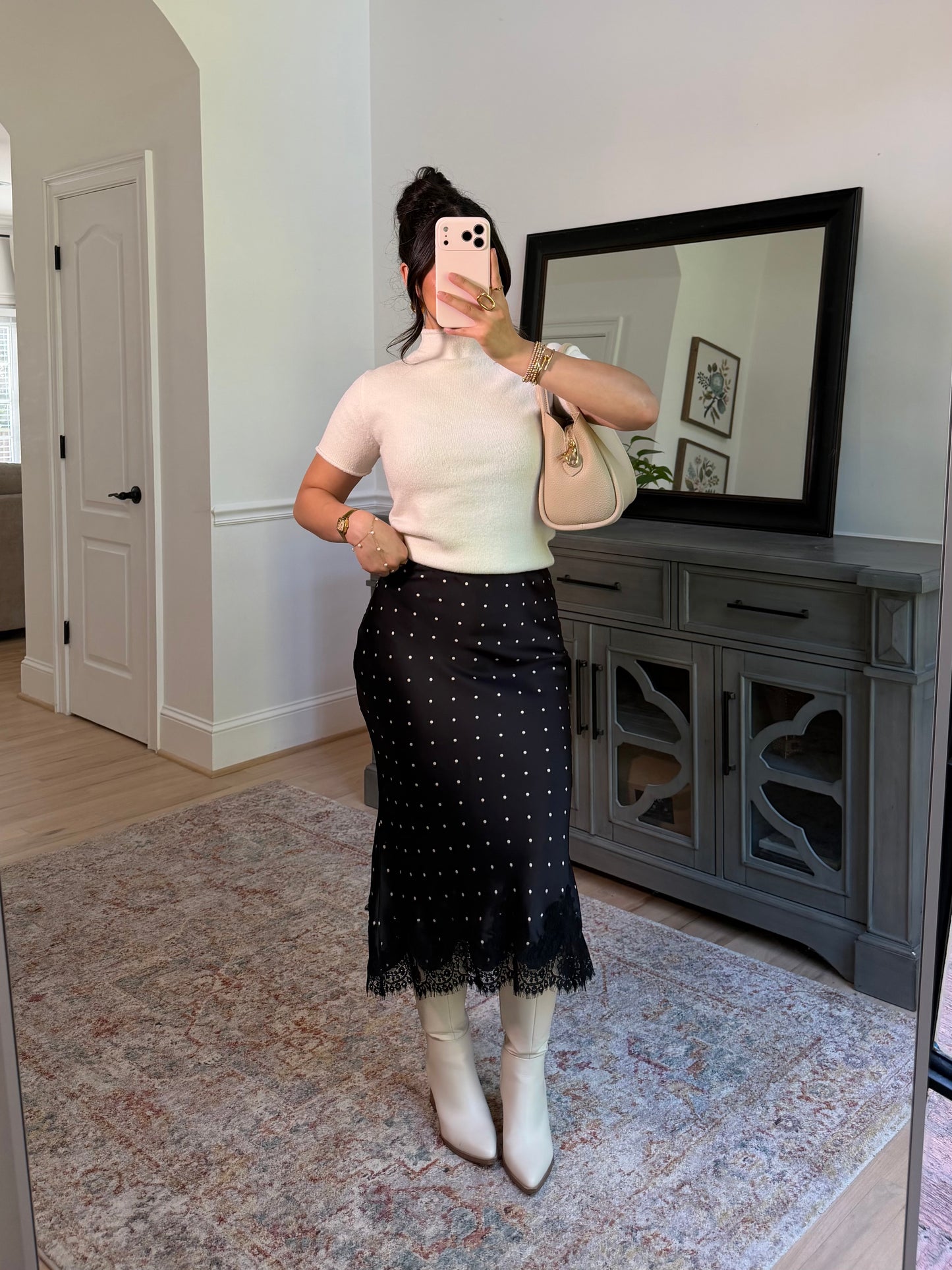 Parisian Polka Dot Satin Lace Skirt
