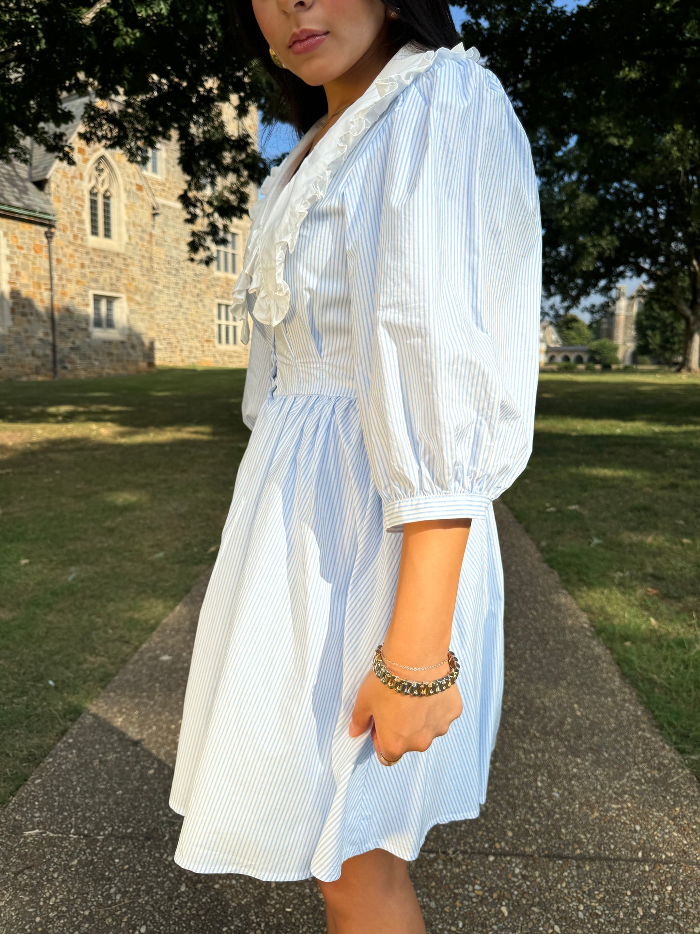 Southern Belle Baby Blue Striped Dress