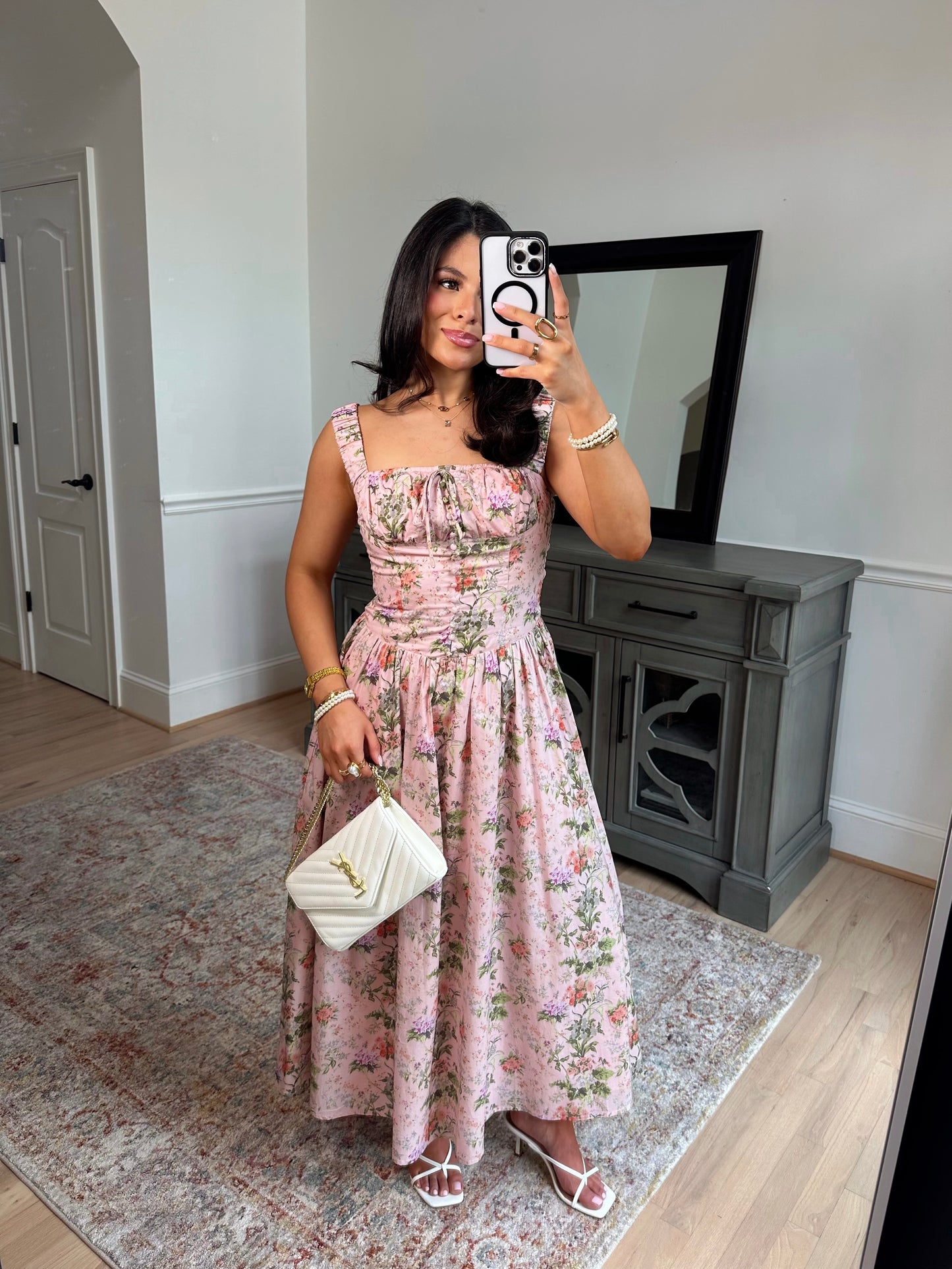 Blush Garden Bustier Midi Dress