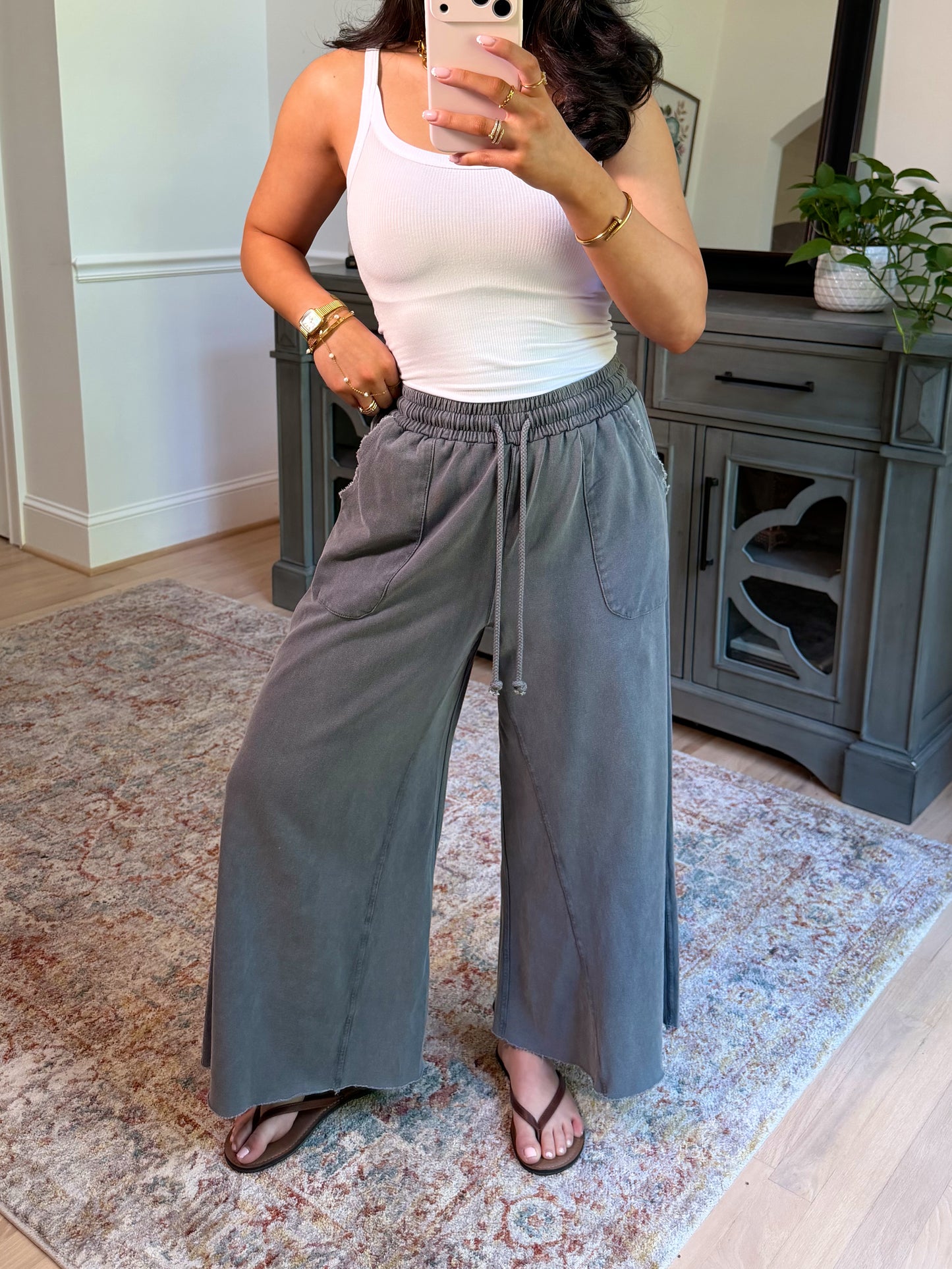 Ash Cropped Wide Leg Pants