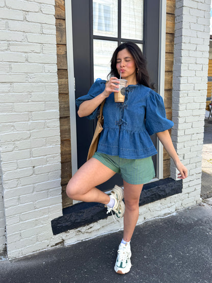 Green & Blue Striped Boxer Shorts