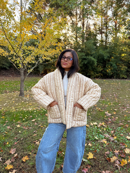 Leaves Are Falling Puff Quilted Jacket