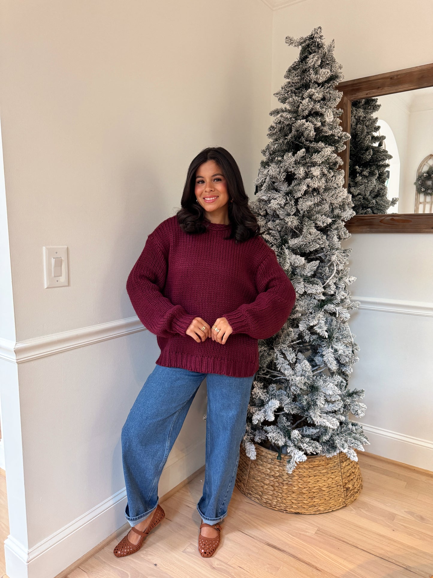 Burgundy Knit Reversible Sweater / Cardigan