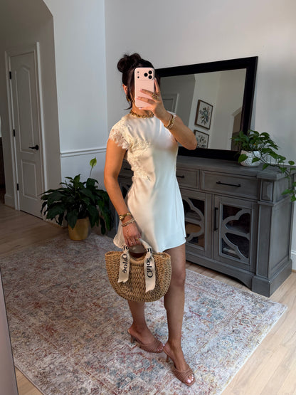 Clara Satin Lace Mini Dress