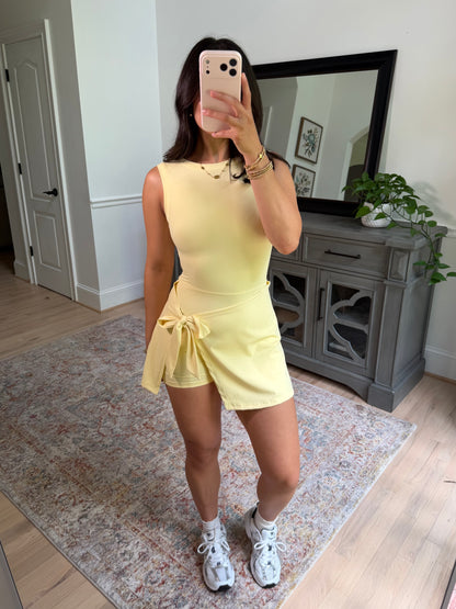 Yellow Wrap Active Romper