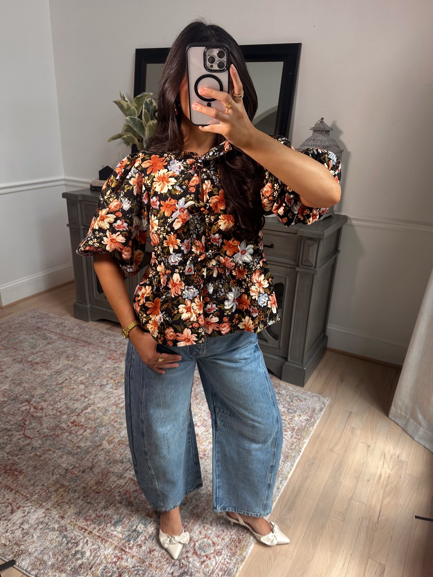 Autumn Rose Denim Top