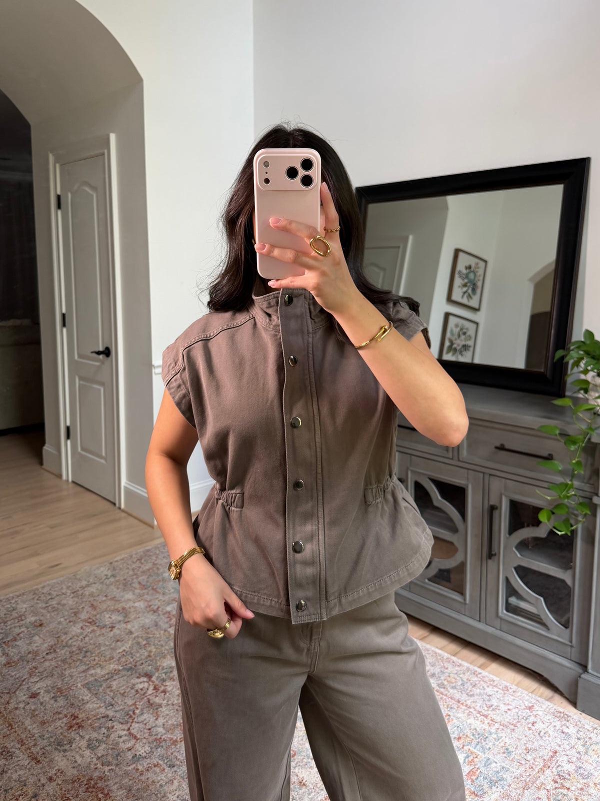 Manhattan Taupe Denim Vest & Pants Set