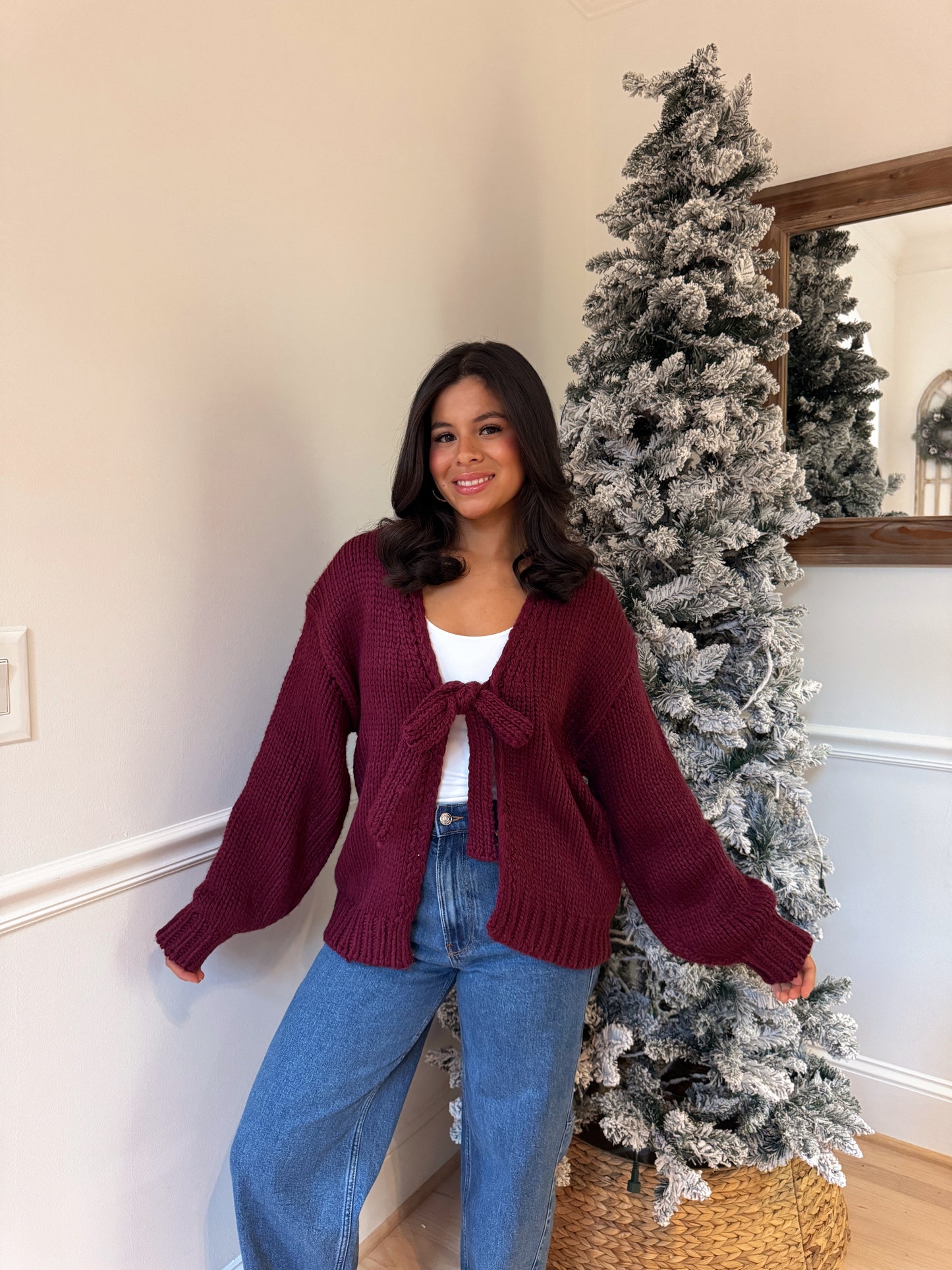 Burgundy Knit Reversible Sweater / Cardigan