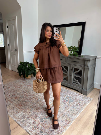 Cocoa Lace Top & Skort Set