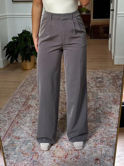 Grey Pinstripe Blazer & Trousers Set