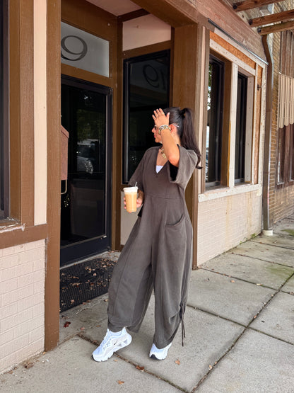 Coffee Run Charcoal Jumpsuit
