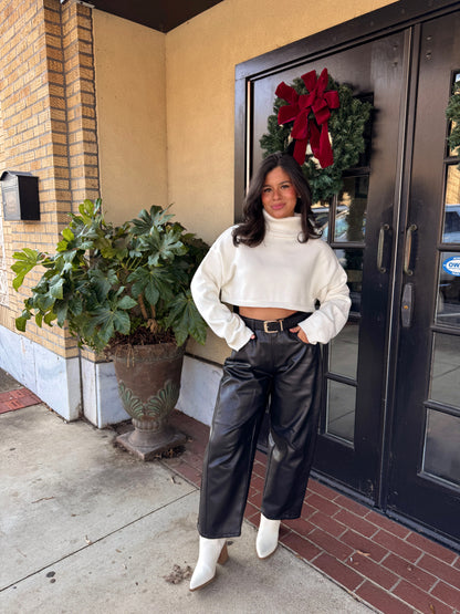 Black Essence Pleather Barrel Pants