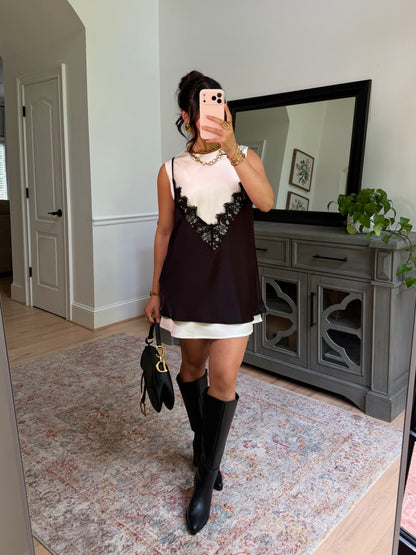 The London Layered Satin Lace Dress