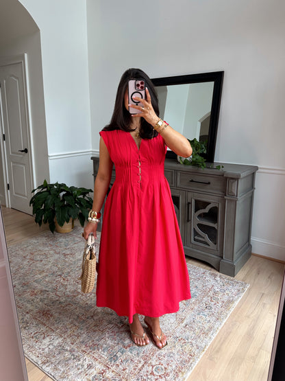 Almalfi Sunset Midi Dress (Red)