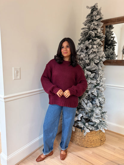 Burgundy Knit Reversible Sweater / Cardigan