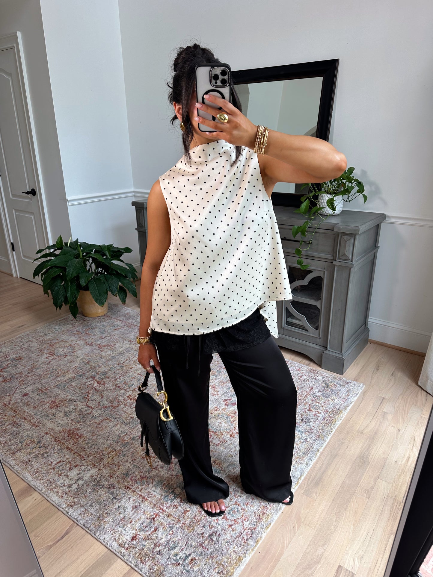 Evening Allure Polka Dot Blouse