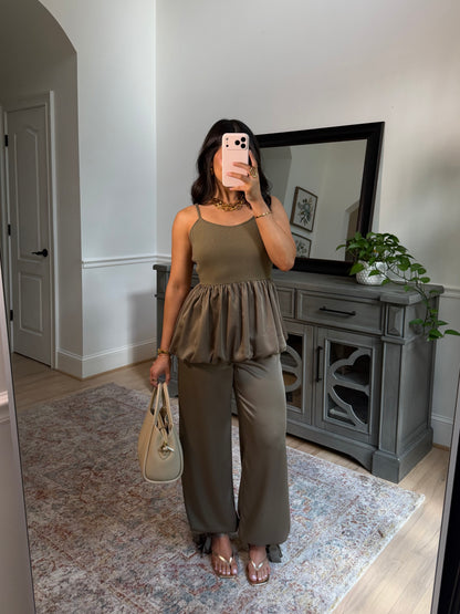The Olive & Oak Satin Top & Pant Set