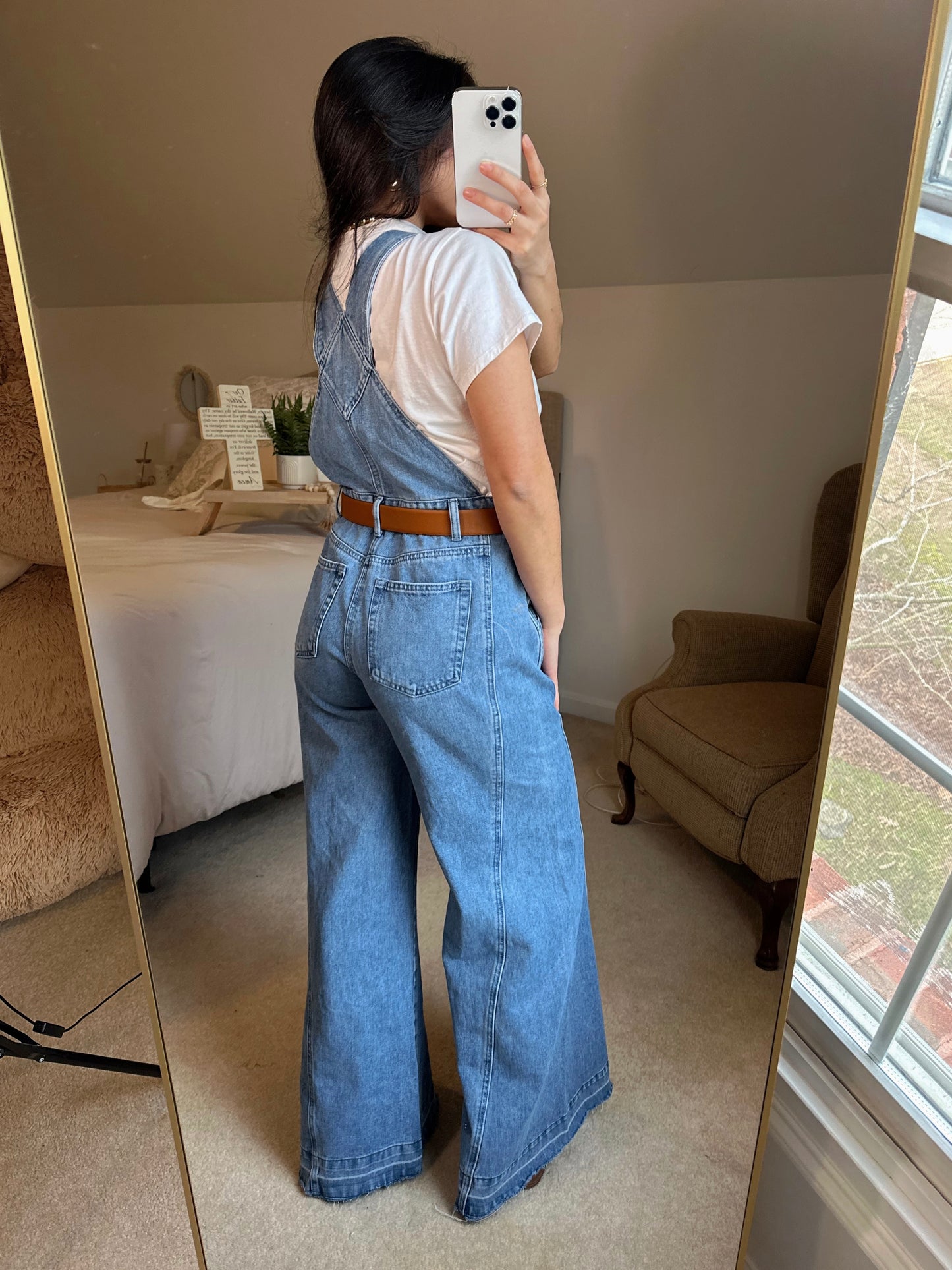 Denim Wide-Leg Overalls