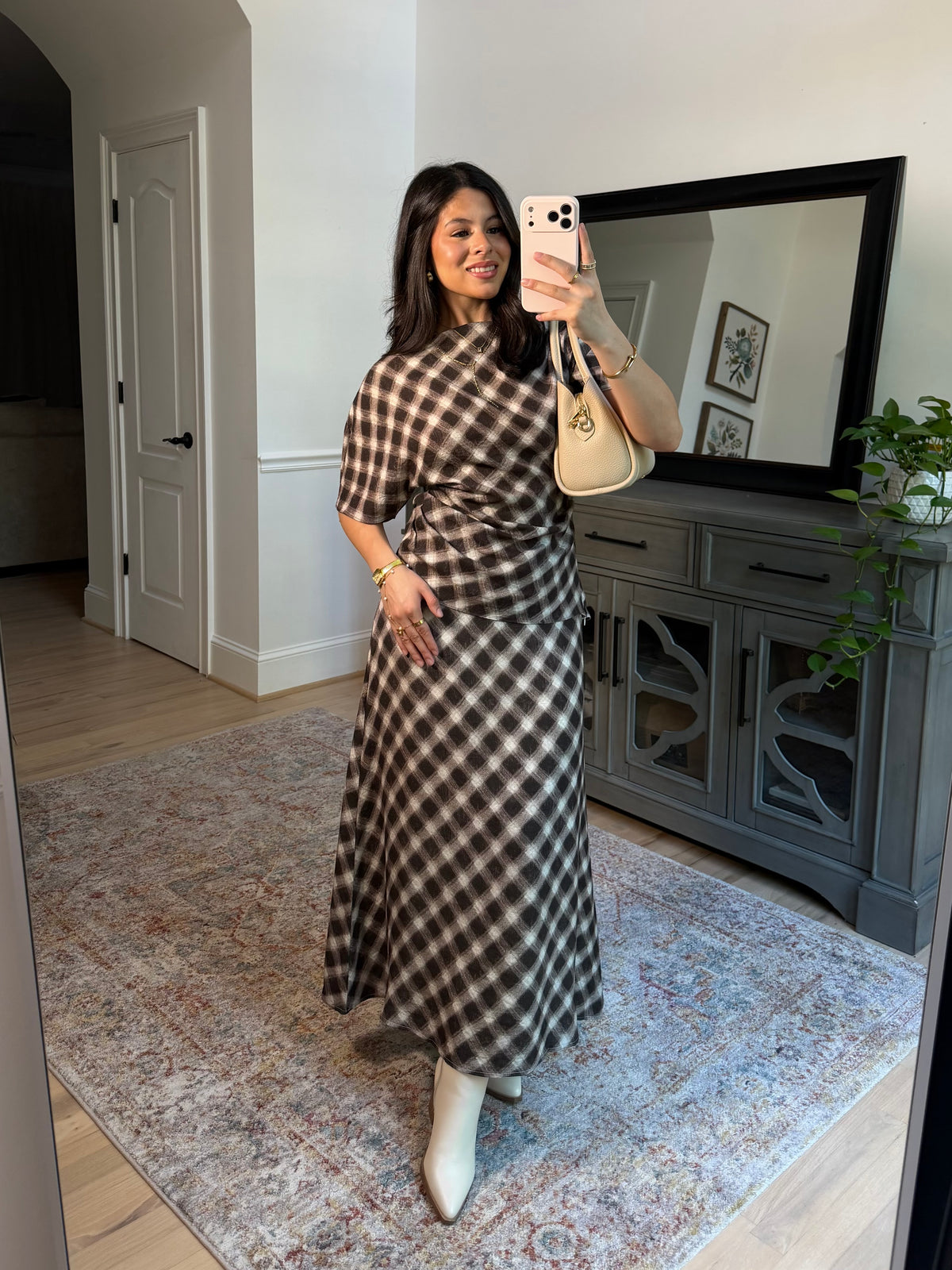 Aurora Brown Checkered Skirt