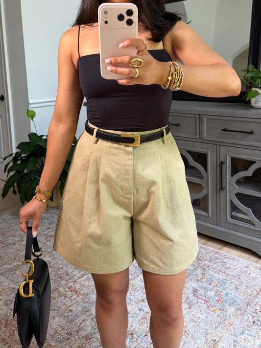 It Girl Khaki Denim Shorts