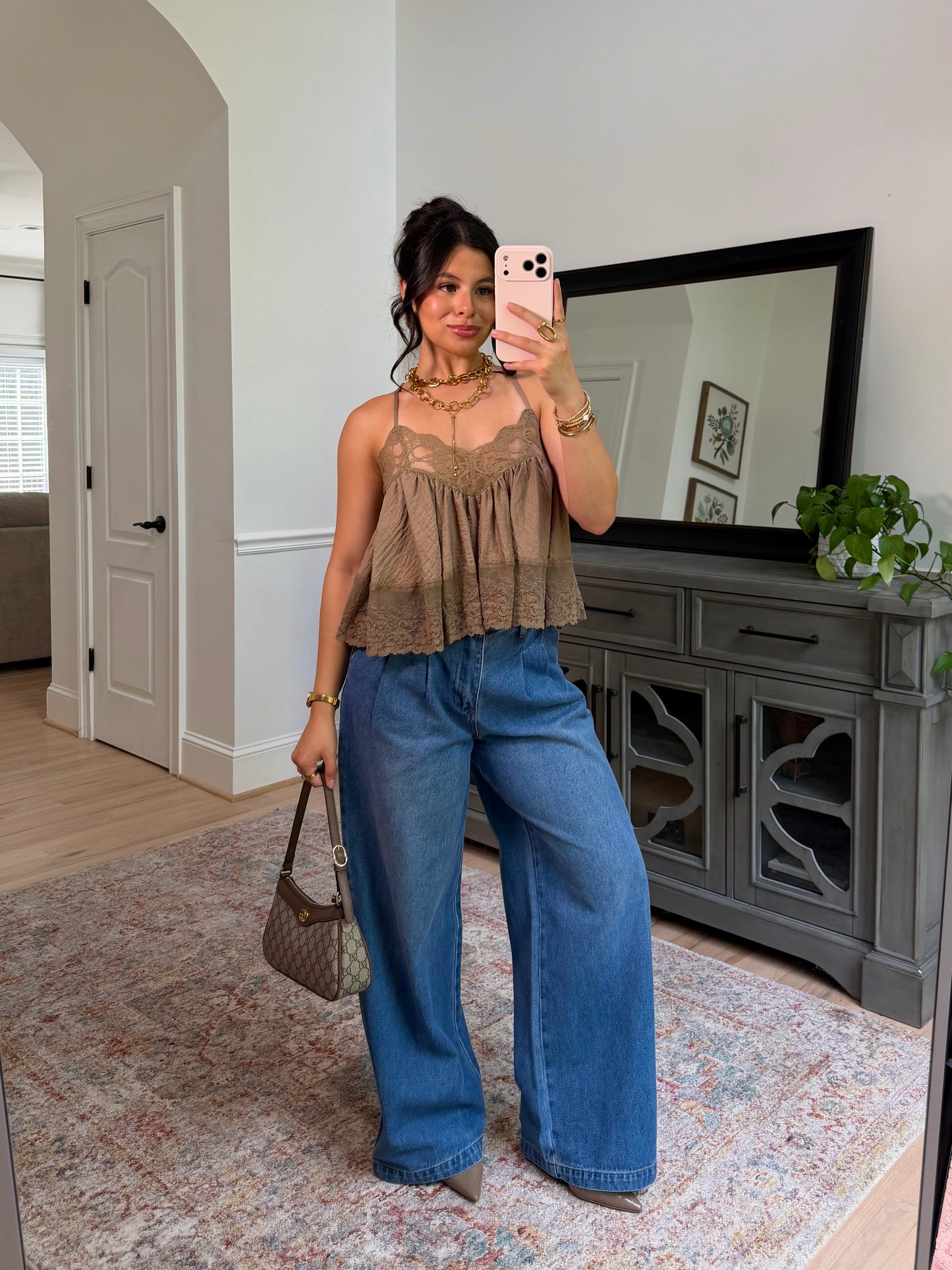 The Verona Olive Lace Top