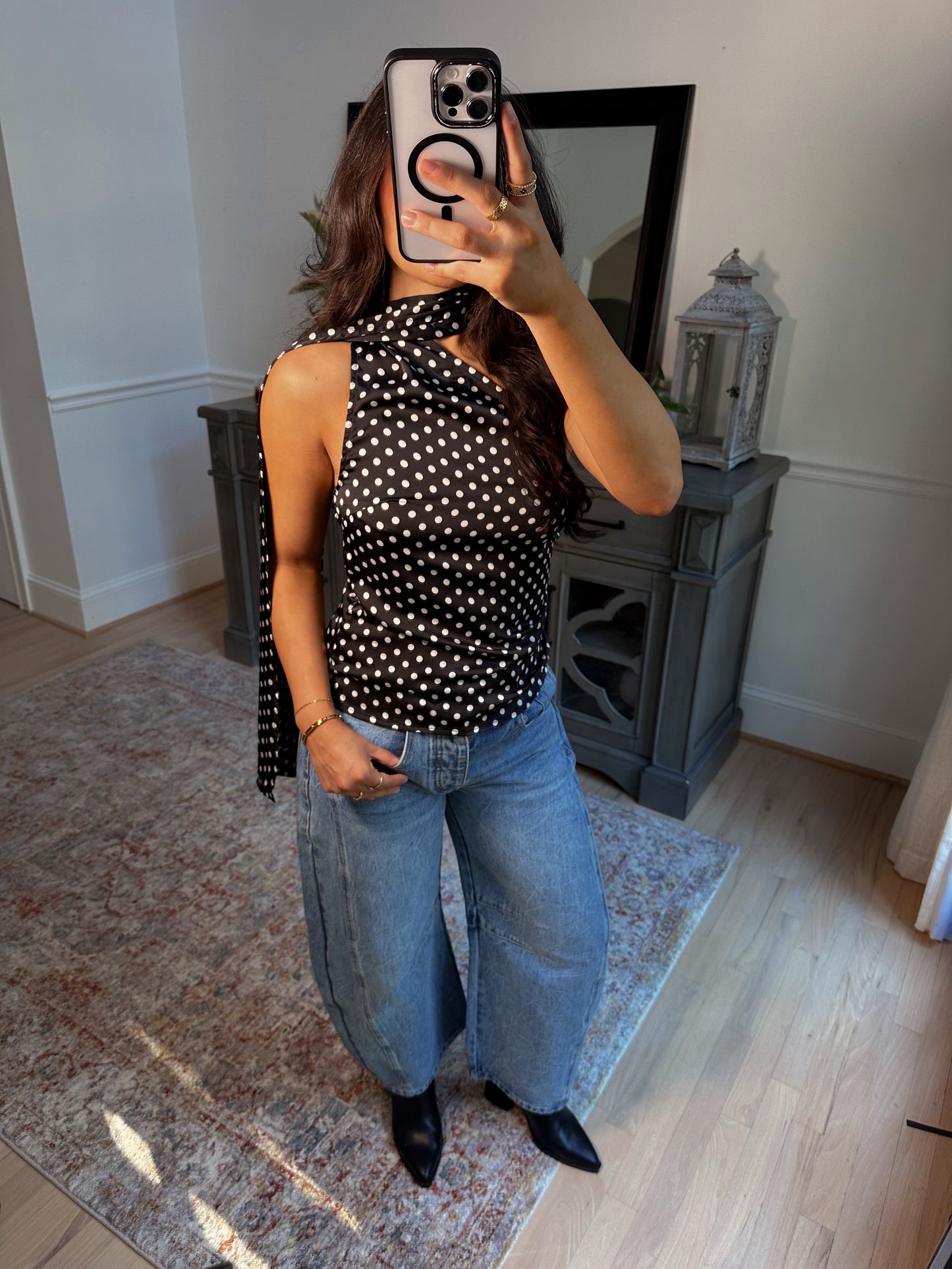 Parisian Polka Dot Scarf Top