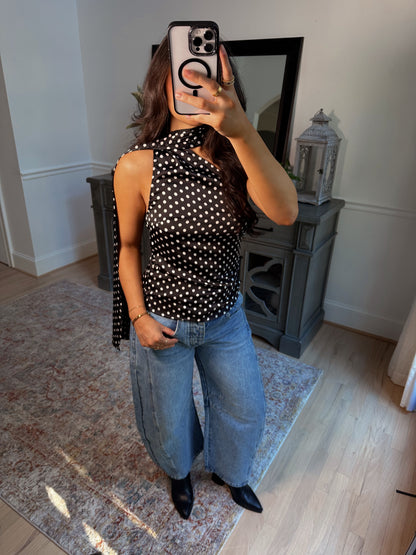 Parisian Polka Dot Scarf Top