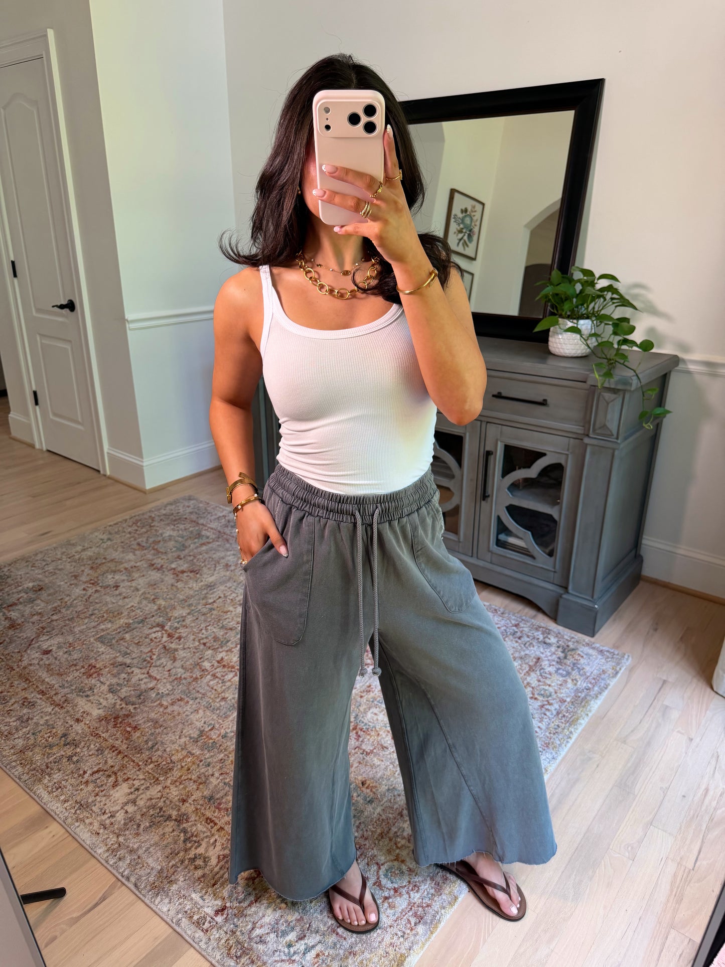 Ash Cropped Wide Leg Pants