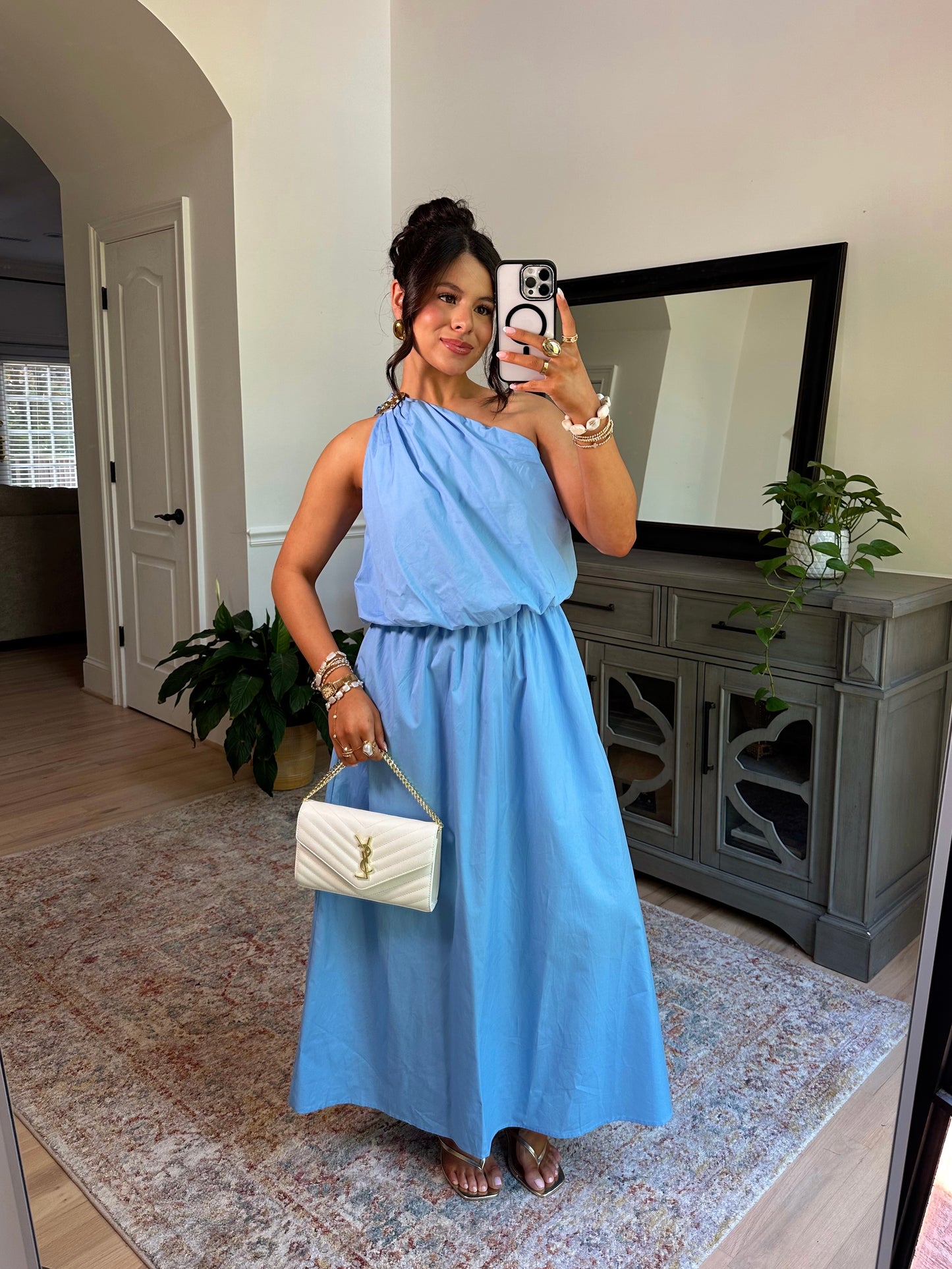 Seaside Shell Blue Midi Dress