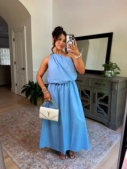 Seaside Shell Blue Midi Dress