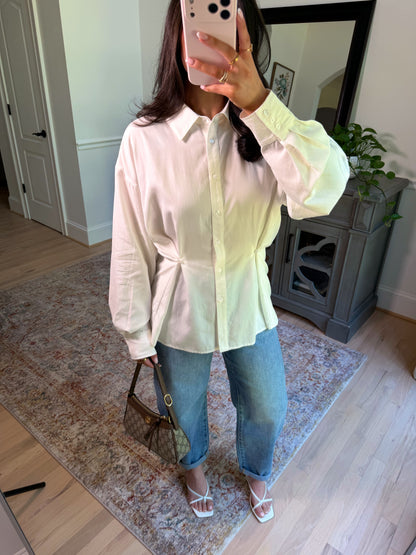 Soft Structure White Button-Up Top