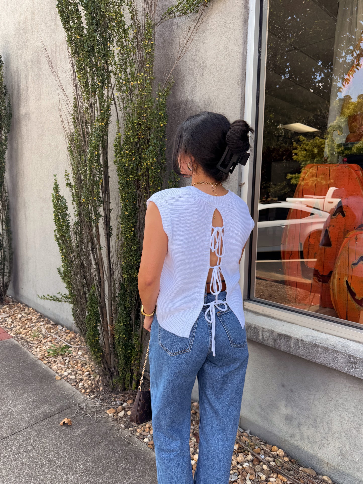 Ivory Open Back Knit Top