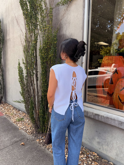 Ivory Open Back Knit Top