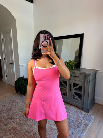 Hot Pink Active Romper Dress
