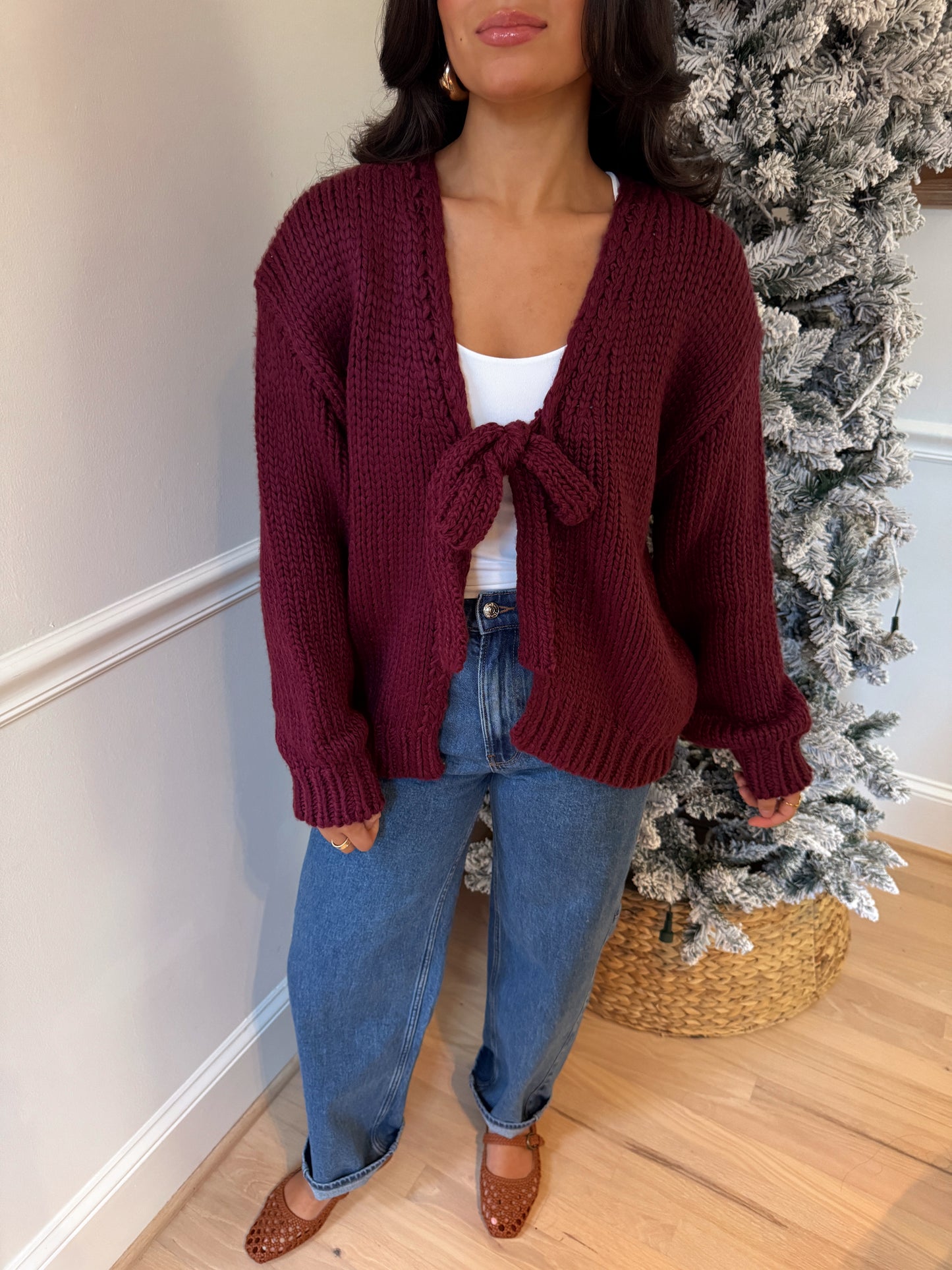 Burgundy Knit Reversible Sweater / Cardigan