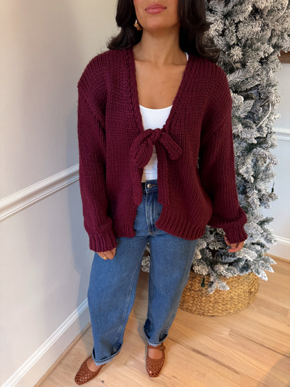 Burgundy Knit Reversible Sweater / Cardigan