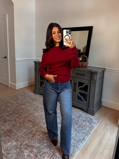 Apple Orchard Burgundy Knit Top