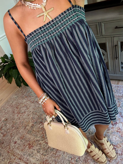 Ocean Air Smocked Stripe Dress