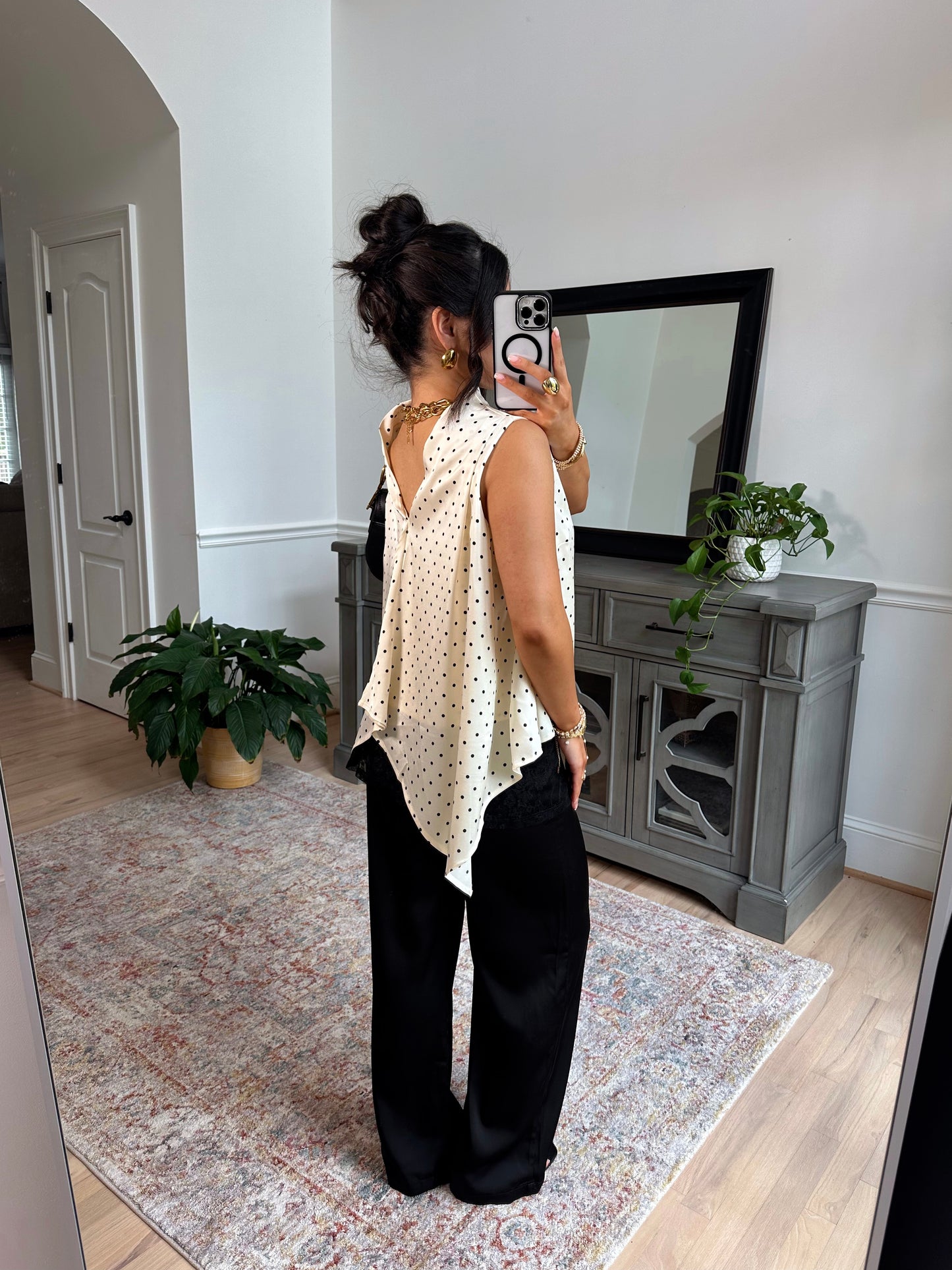Evening Allure Polka Dot Blouse