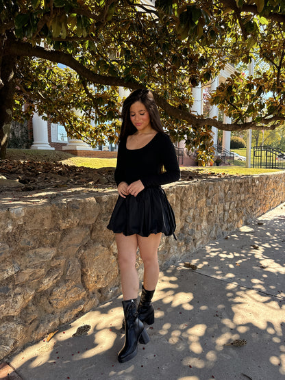 Black Bubble Hem Mini Dress