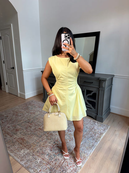 Yellow Magnolia Pleated Dress