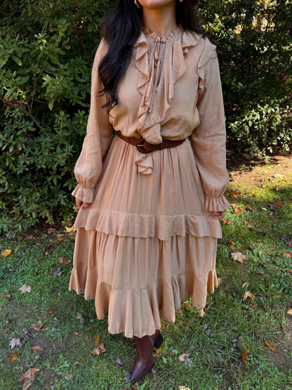 Maple Ruffle Belted Midi Dress