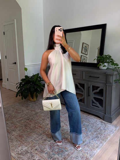 Pearl Satin Open Back Top
