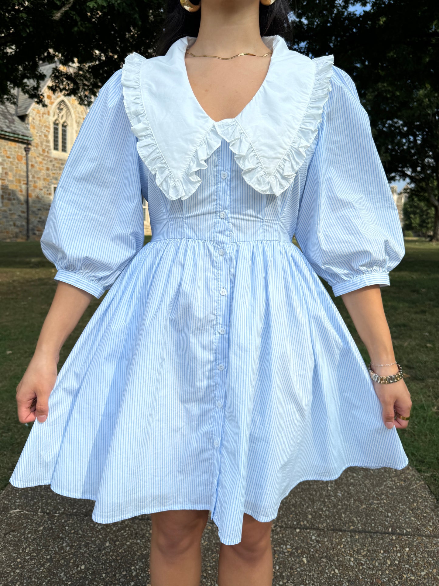 Southern Belle Baby Blue Striped Dress