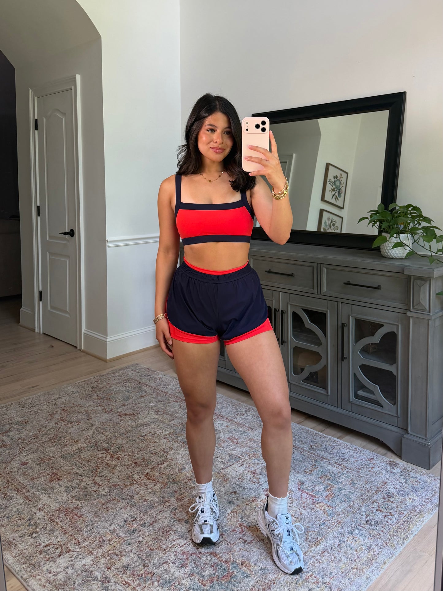 Navy/Red Layered Running Shorts