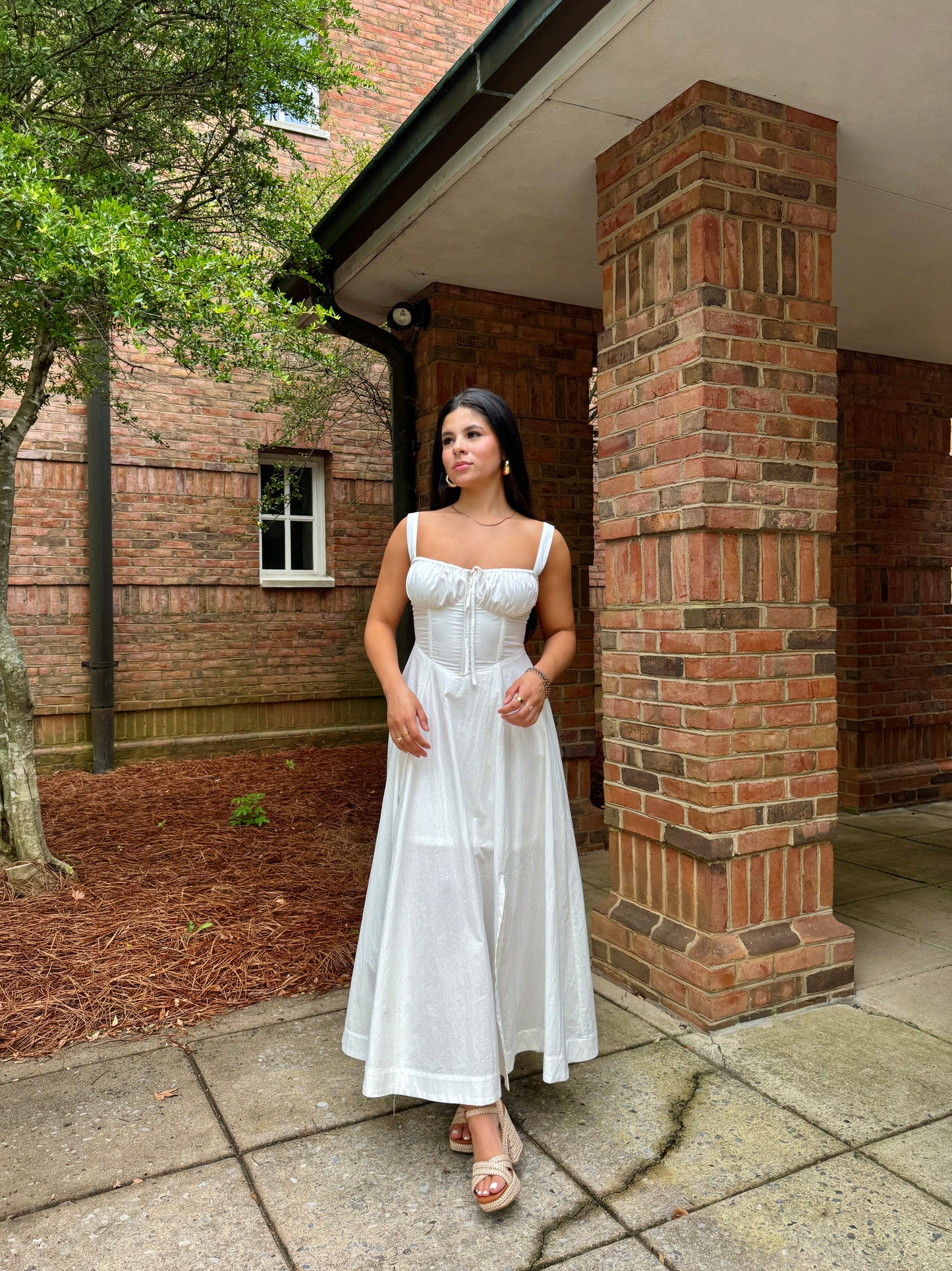 White Corset Midi Dress