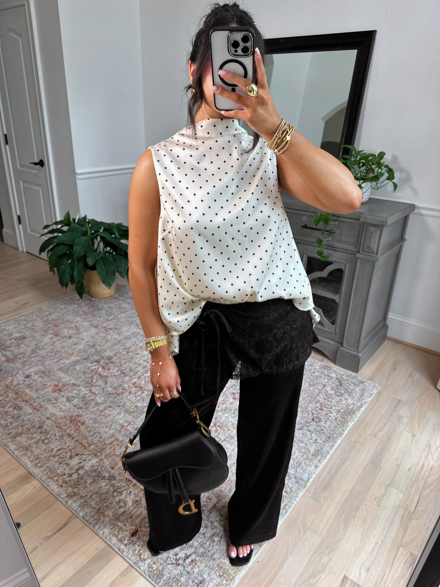 Nightfall Satin Lace Wrap Pants (Black)