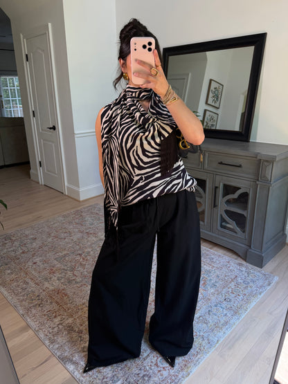 Zebra Fringe Scarp Top