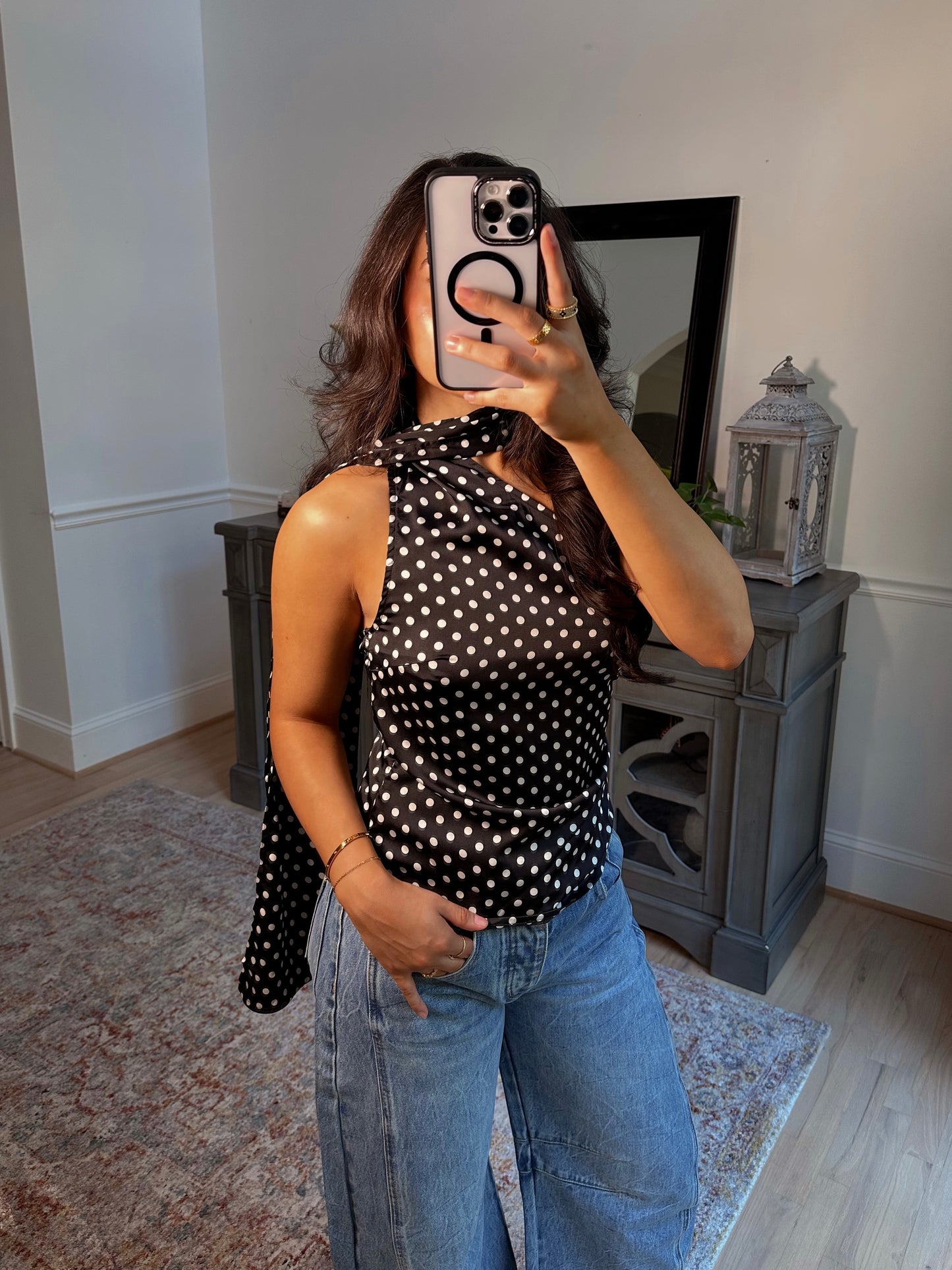 Parisian Polka Dot Scarf Top