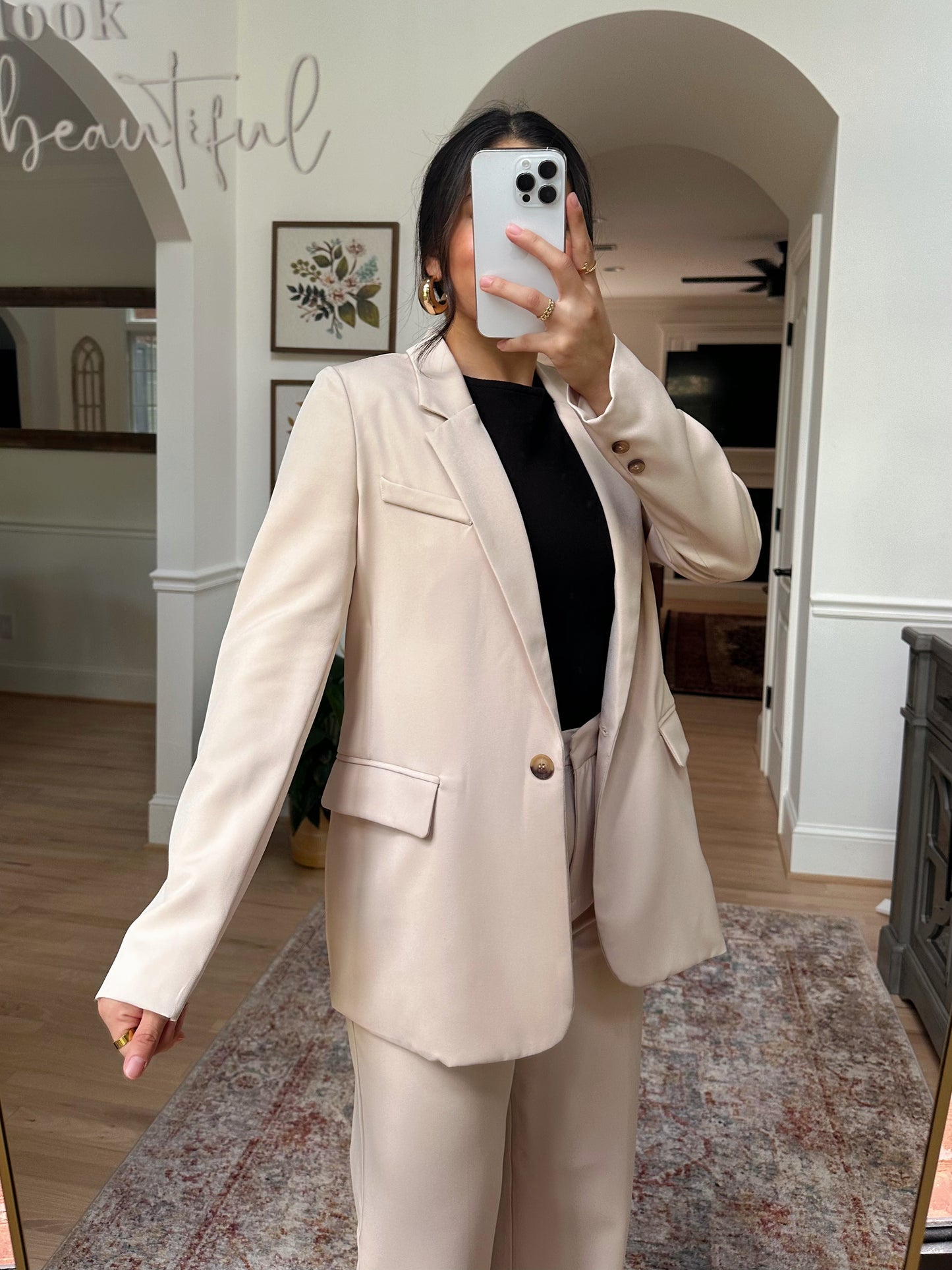 Cream Blazer & Trousers Set